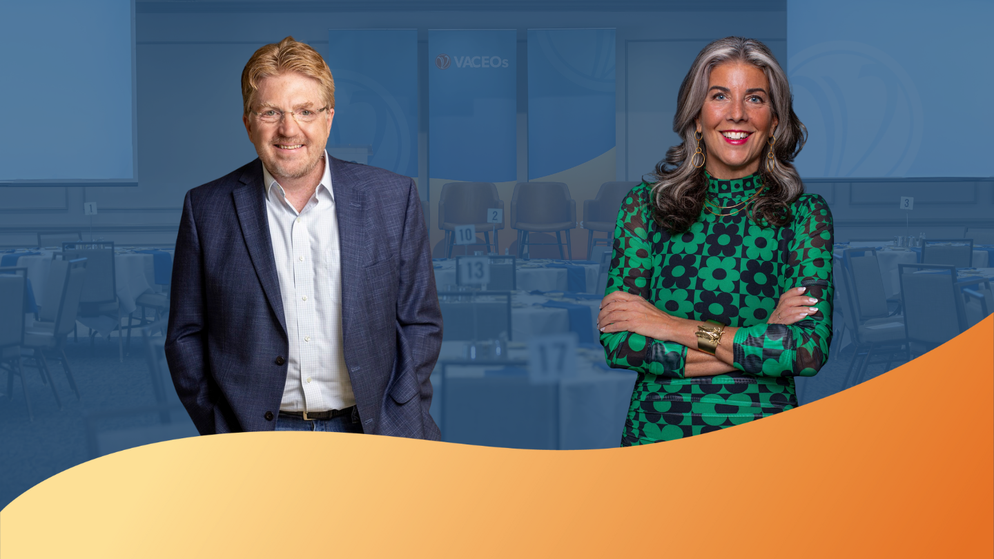 Image of Kelly O' Keefe and Kristen Cavallo over a blue background