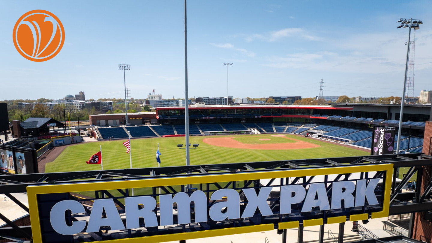 Aerial photo of Carmax Park, baseball stadium