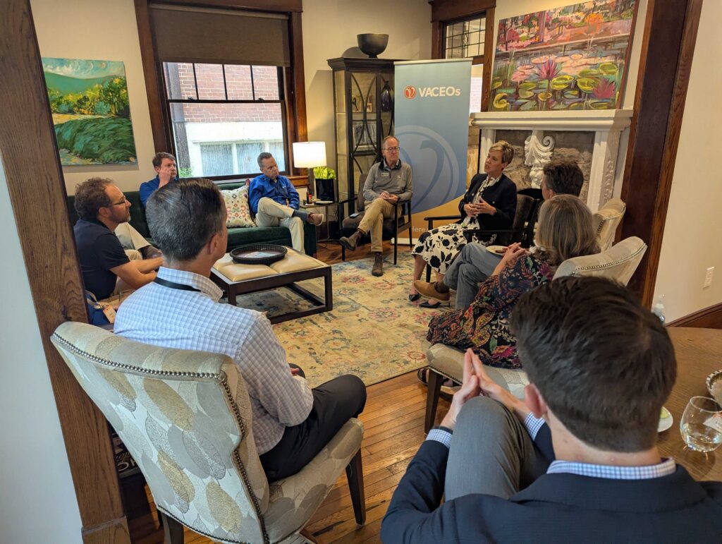 CEOs discussing business strategy and competitive advantage